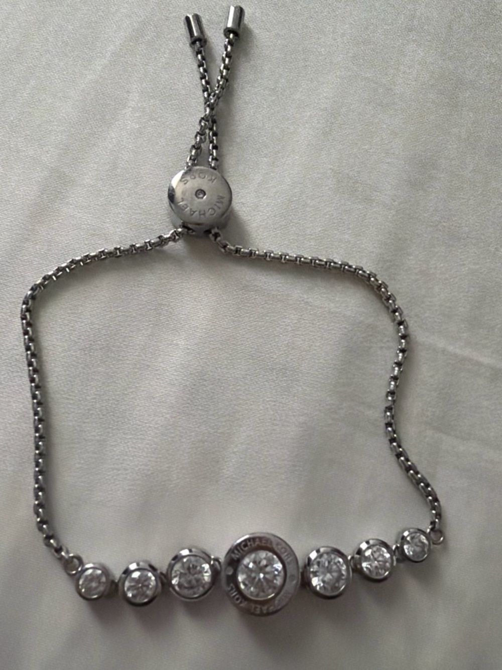 Michael Kors Silver-Tone Crystal Station Slider Bracelet